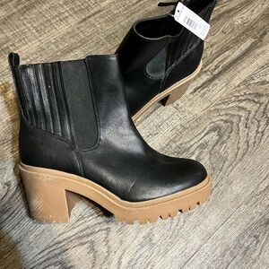 Torrid Black Heeled Boots with Brown Sole